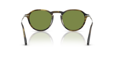 Persol PO3383S with Striped Black &amp; Olive Green Frame and Green Lenses - Image 5