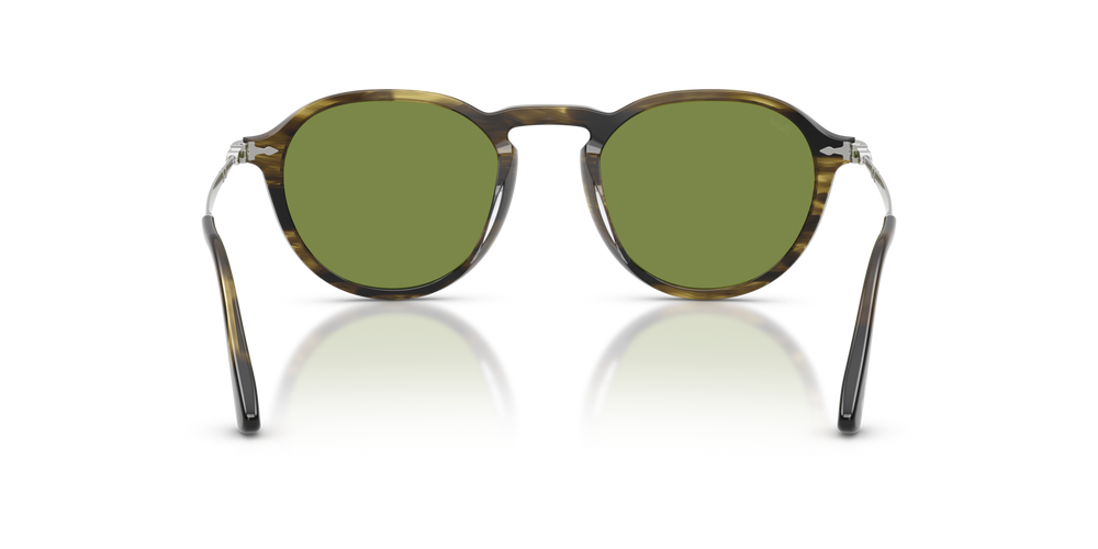 Persol PO3383S with Striped Black &amp; Olive Green Frame and Green Lenses - Image 5