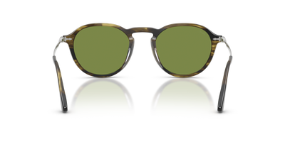 Persol PO3383S with Striped Black &amp; Olive Green Frame and Green Lenses - Image 5