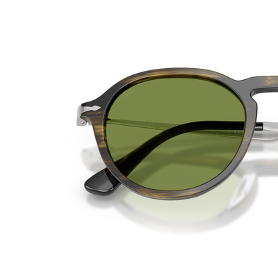 Persol PO3383S with Striped Black &amp; Olive Green Frame and Green Lenses – Variant Image