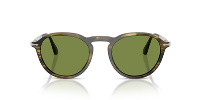 Persol PO3383S with Striped Black &amp; Olive Green Frame and Green Lenses - Image 2