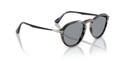 Persol PO3383S with Striped Black &amp; Grey Frame and Blue Lenses - Image 3