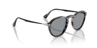 Persol PO3383S with Striped Black &amp; Grey Frame and Blue Lenses - Image 3