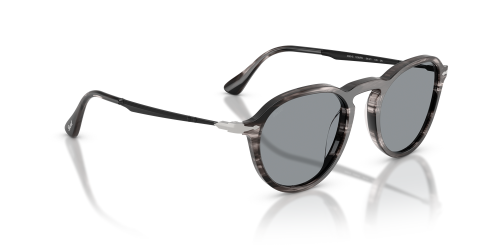 Persol PO3383S con Montatura Striped Black &amp; Grey e Lenti Blu - Immagine 3
