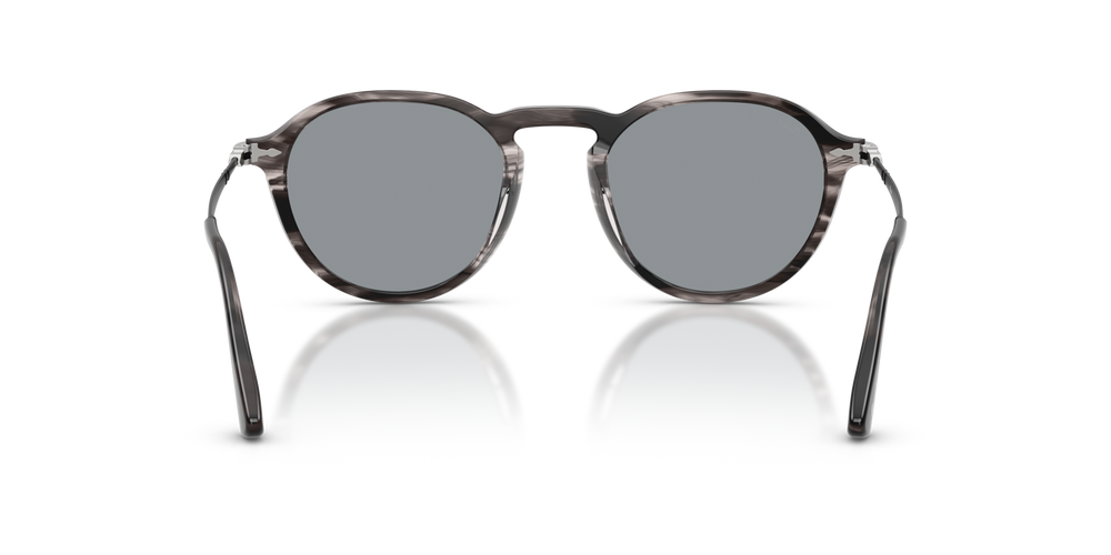 Persol PO3383S with Striped Black &amp; Grey Frame and Blue Lenses - Image 5