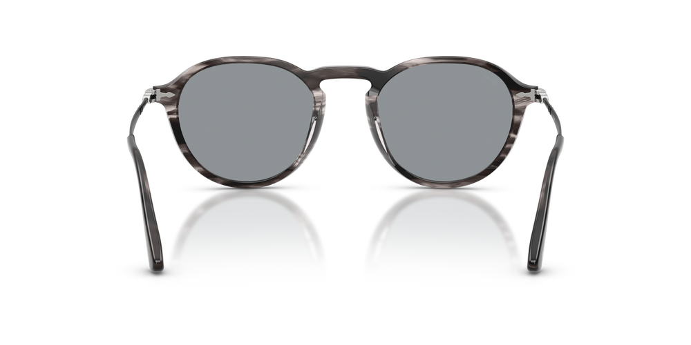 Persol PO3383S with Striped Black &amp; Grey Frame and Blue Lenses - Image 5