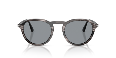 Persol PO3383S with Striped Black &amp; Grey Frame and Blue Lenses - Image 2