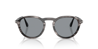 Persol PO3383S with Striped Black &amp; Grey Frame and Blue Lenses - Image 2
