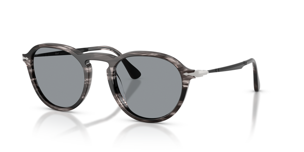 Persol PO3383S con Montatura Striped Black &amp; Grey e Lenti Blu - Immagine 1