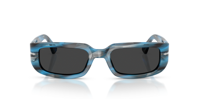 Persol PO3385S - Mel with Striped Blue And Grey Frame and Black Lenses - Image 2