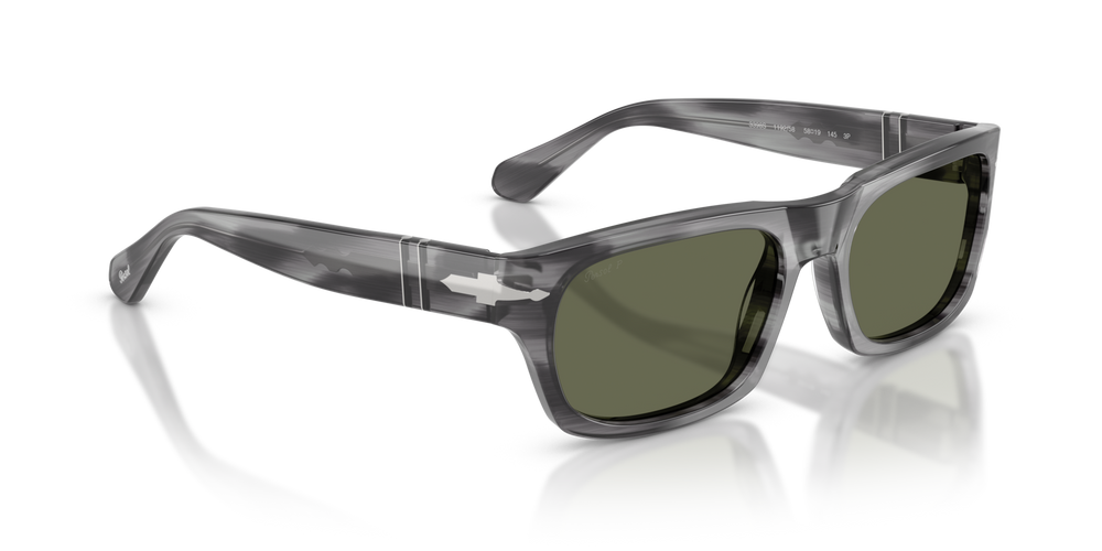Persol PO3398S mit Grau gestreift Gestell und Grün Gläsern - Bild 3