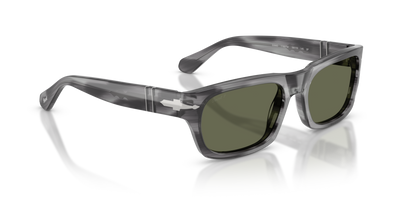 Persol PO3398S with Striped Grey Frame and Green Lenses - Image 3