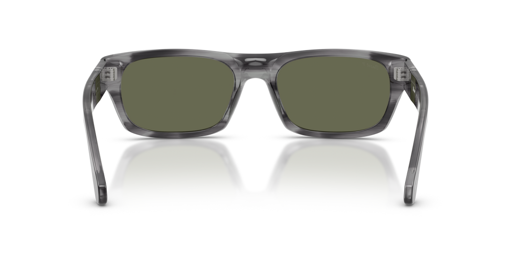 Persol PO3398S with Striped Grey Frame and Green Lenses - Image 5
