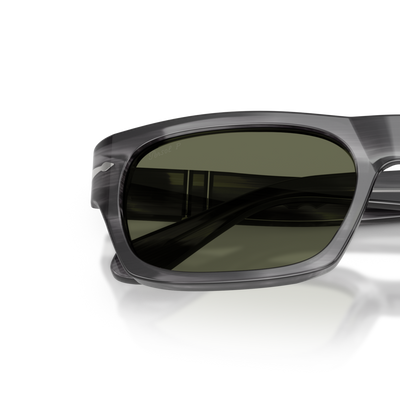 Persol PO3398S with Striped Grey Frame and Green Lenses – Variant Image