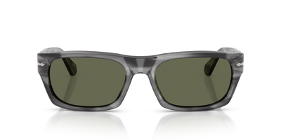 Persol PO3398S with Striped Grey Frame and Green Lenses - Image 2