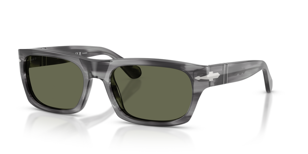 Persol PO3398S mit Grau gestreift Gestell und Grün Gläsern - Bild 1