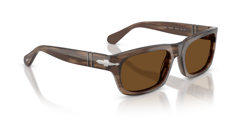 Persol PO3398S with Striped Brown Frame and Brown Lenses - Image 3