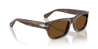 Persol PO3398S avec Monture Rayé Marron et Verres Brun - Image 3