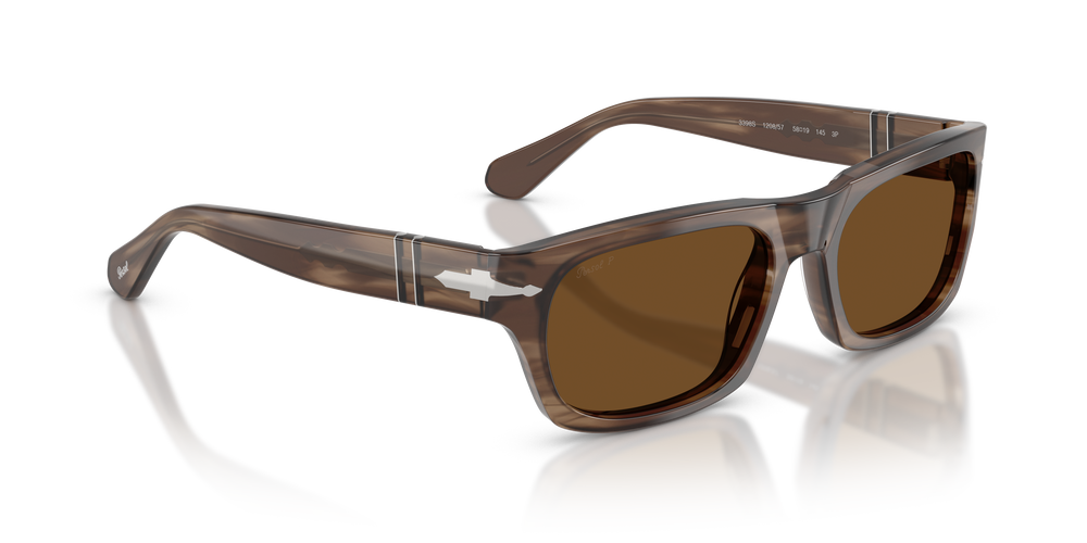 Persol PO3398S avec Monture Rayé Marron et Verres Brun - Image 3