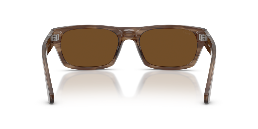 Persol PO3398S avec Monture Rayé Marron et Verres Brun - Image 5