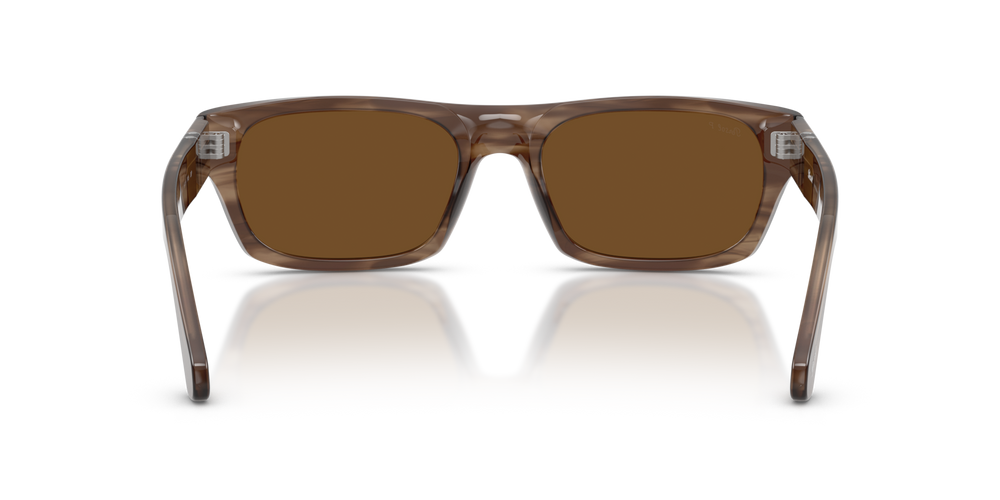 Persol PO3398S avec Monture Rayé Marron et Verres Brun - Image 5