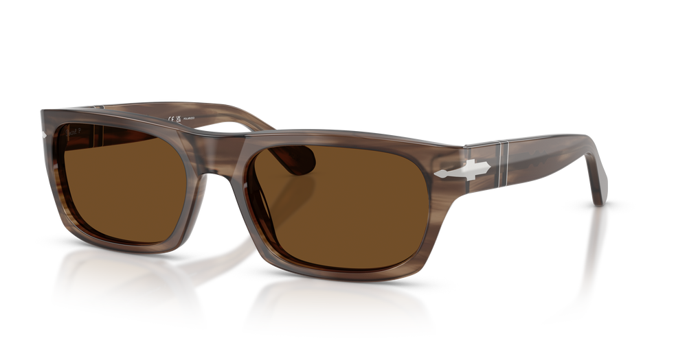 Persol PO3398S avec Monture Rayé Marron et Verres Brun - Image 1
