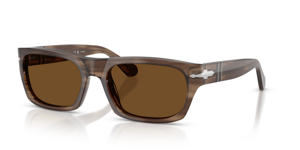 Persol PO3398S with Striped Brown Frame and Brown Lenses - Image 1