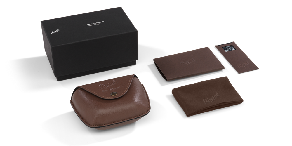 Persol 714SM - Steve McQueen with Light Havana Frame and Blue Lenses - Image 7